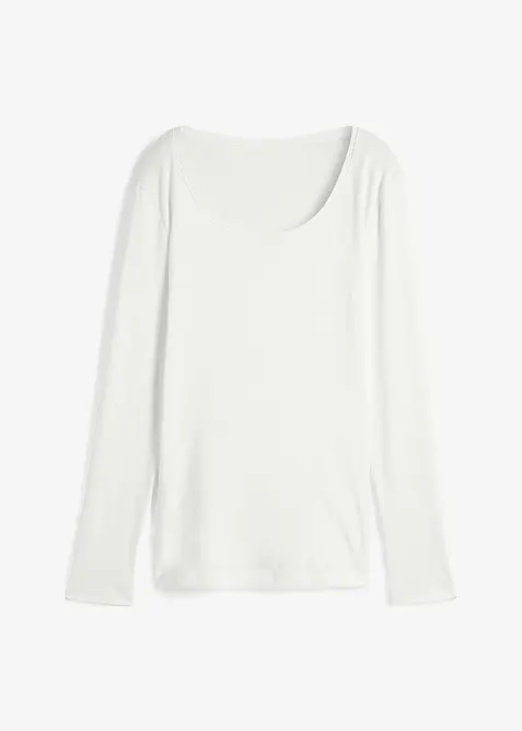 Langarmshirt aus reiner Bio-Baumwolle in weiß von vorne - bonprix