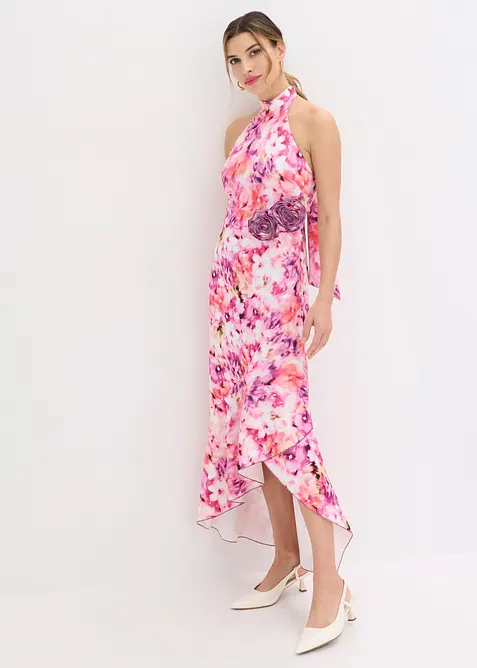 Abendkleid mit Blumen-Applikation in pink im Look von vorne (Totalaufnahme) - bonprix