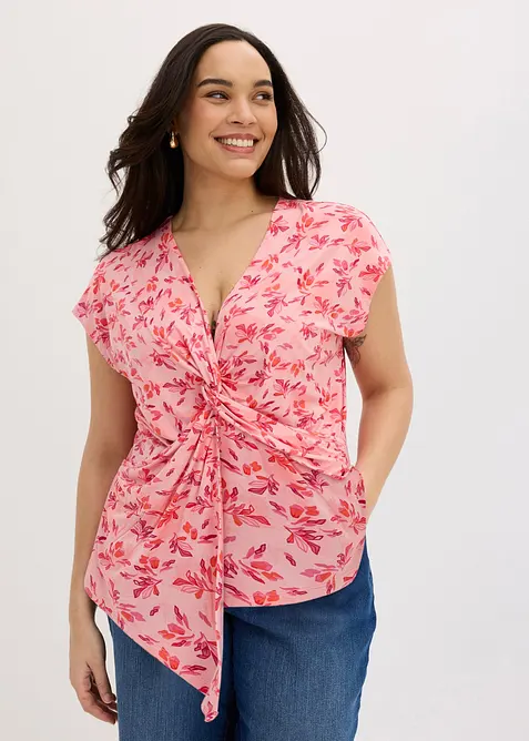 Shirt mit Knoten-Detail in rosa von vorne (im Anschnitt) - bonprix