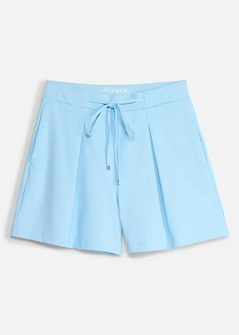 Sport-Shorts mit Zierfalten, schnelltrocknend in blau von vorne - bonprix