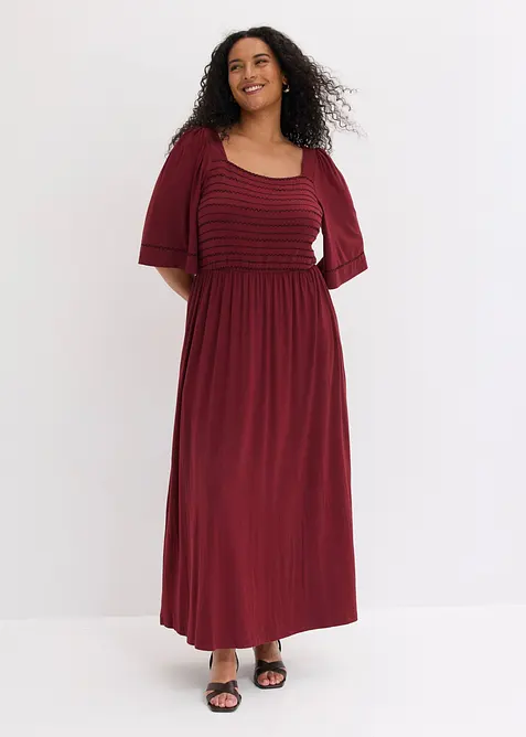 Maxikleid aus fließendem Viskose-Mix in rot von vorne (Totalaufnahme) - bonprix