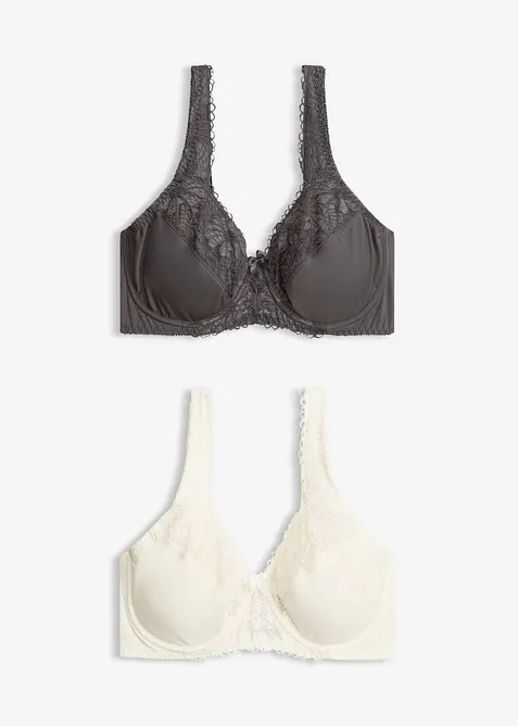 Minimizer-BH mit gepolsterten Trägern (2er Pack) in weiß von vorne - bonprix