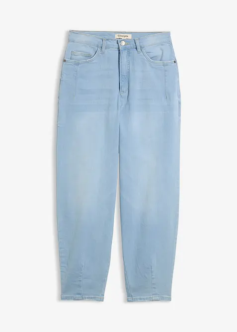 Barrel-Jeans, High Waist, Bio-Baumwolle in blau von vorne - bonprix