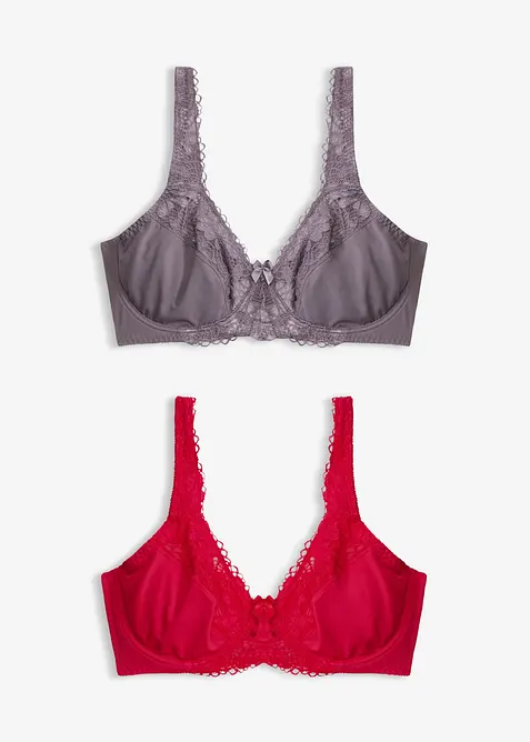 Minimizer-BH mit gepolsterten Trägern (2er Pack) in rot von vorne - bonprix