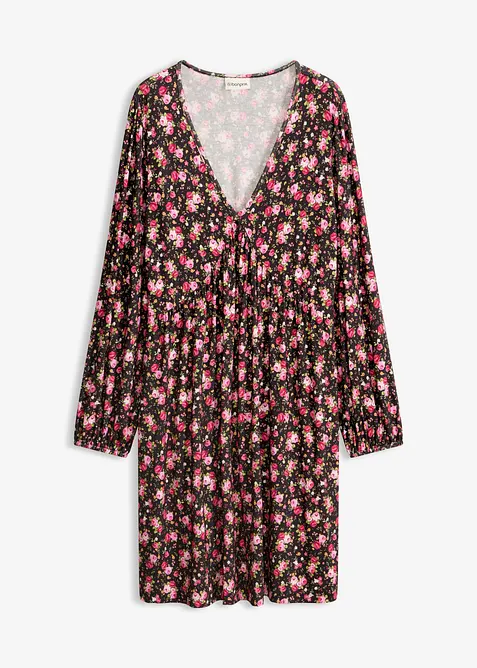 Tunika-Kleid aus Viskose-Mix in schwarz von vorne - bonprix