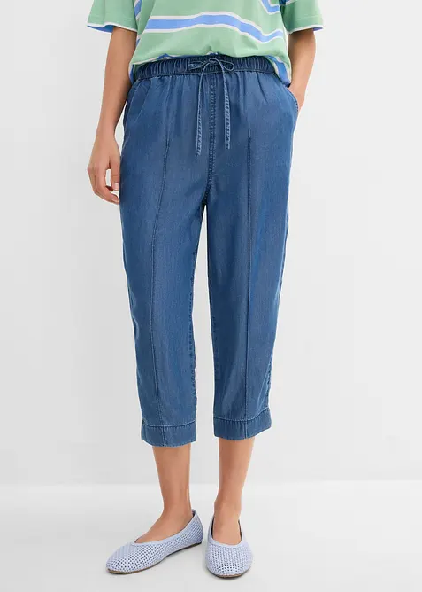 7/8-Karottenhose aus Lyocell in blau von vorne - bonprix