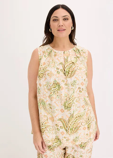Top aus fließender Viskose in beige von vorne (im Anschnitt) - bonprix