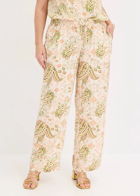 Schlupfhose aus fließender Viskose in beige von vorne - bonprix