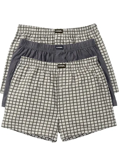 Lockere Jersey Boxershorts aus Baumwolle (3er Pack) in grau - bonprix