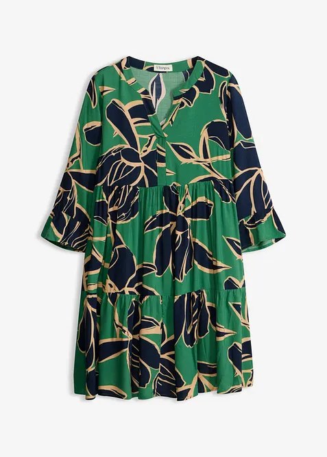 Tunika-Kleid aus fließender Viskose in grün von vorne - bonprix