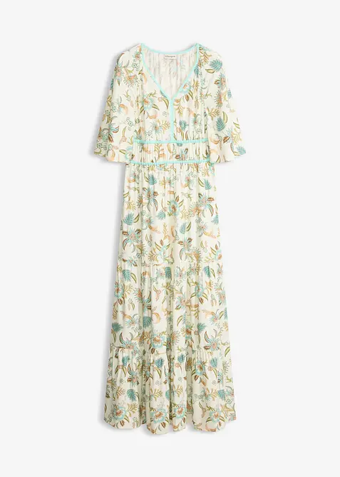 Maxikleid aus fließender Viskose in beige von vorne - bonprix