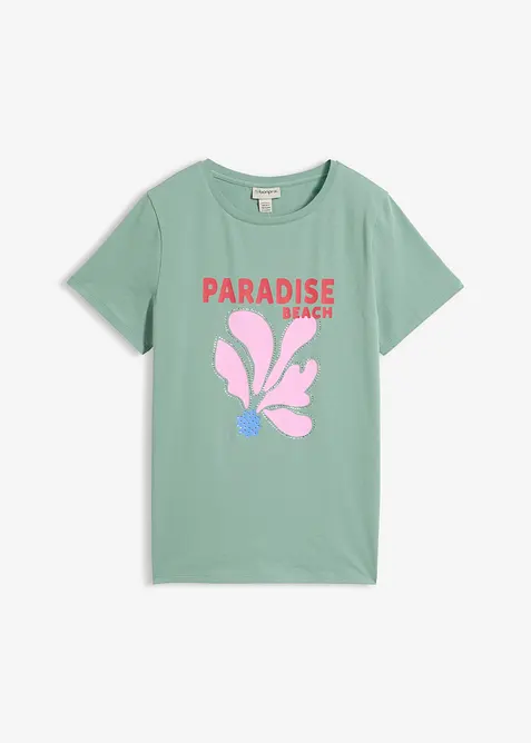 T-Shirt aus Baumwoll-Mix in grün von vorne - bonprix