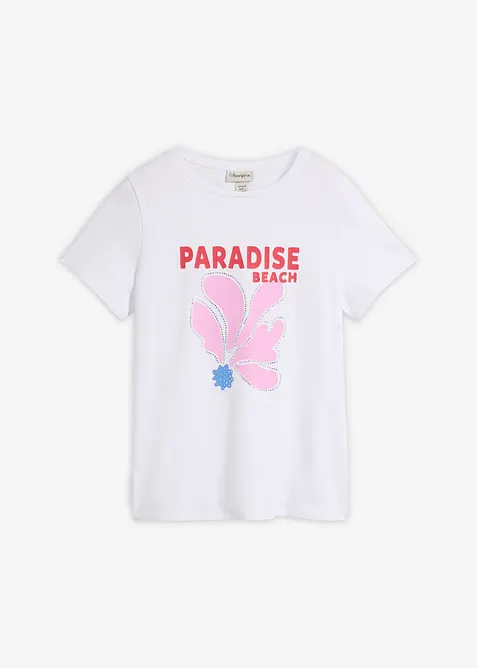 T-Shirt aus Baumwoll-Mix in weiß von vorne - bonprix