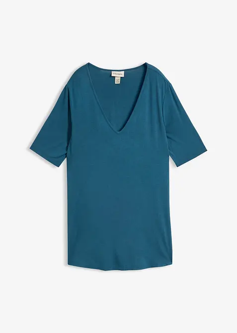 Longshirt aus softer Viskose in petrol von vorne - bonprix