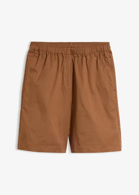 Schlupf-Shorts aus elastischem Baumwoll-Mix in braun von vorne - bonprix