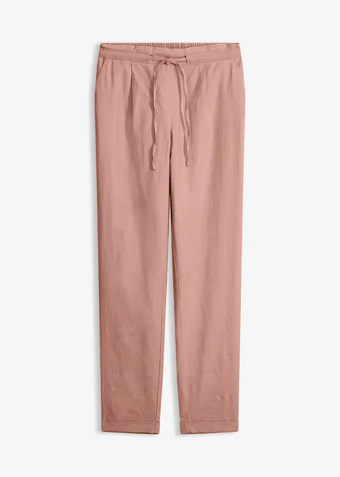 Leinenhose aus reinem Leinen in rosa von vorne - bonprix