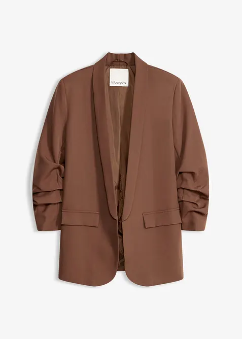Blazer mit Raffung in braun von vorne - bonprix