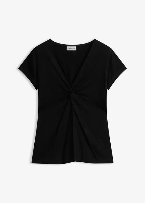 Shirt aus softem Viskose-Mix in schwarz von vorne - bonprix