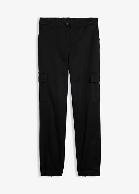 Cargohose aus Baumwoll-Stretch in schwarz von vorne - bonprix