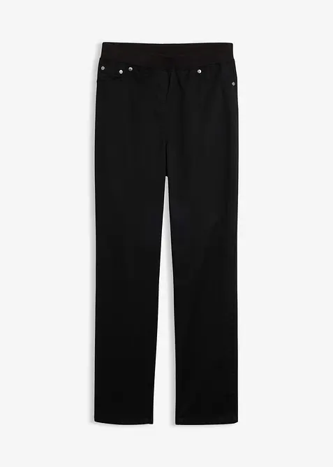 Schlupfhose aus elastischem Baumwoll-Mix in schwarz von vorne - bonprix