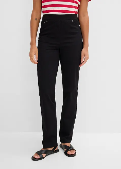 Schlupfhose aus elastischem Baumwoll-Mix in schwarz von vorne - bonprix