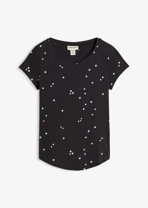 Shirt aus reiner Baumwolle in schwarz von vorne - bonprix