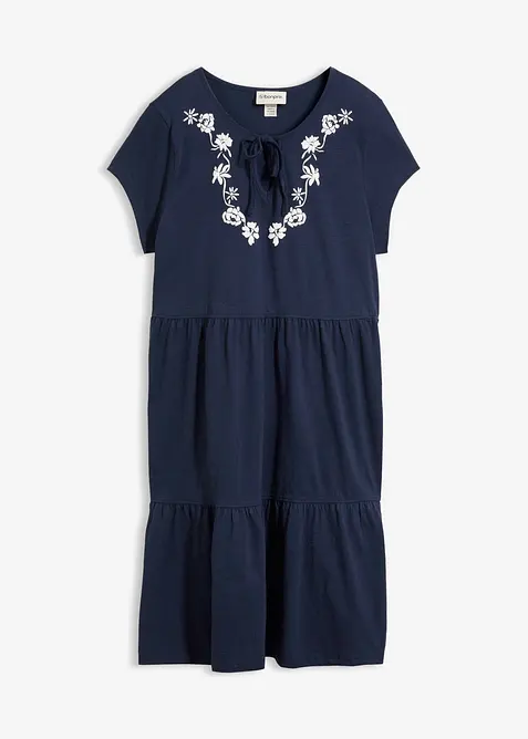 Baumwoll Tunika-Kleid, kurzarm in blau von vorne - bonprix