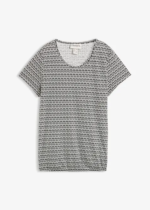Shirt aus reiner Baumwolle in schwarz von vorne - bonprix