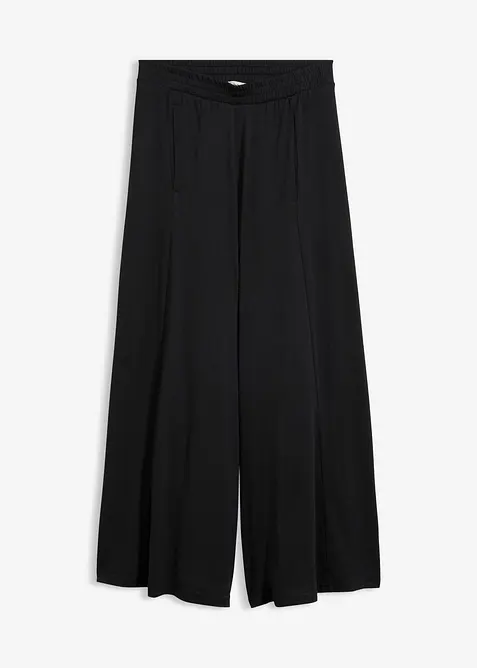Jersey-Culotte mit weitem Bein in schwarz von vorne - bonprix