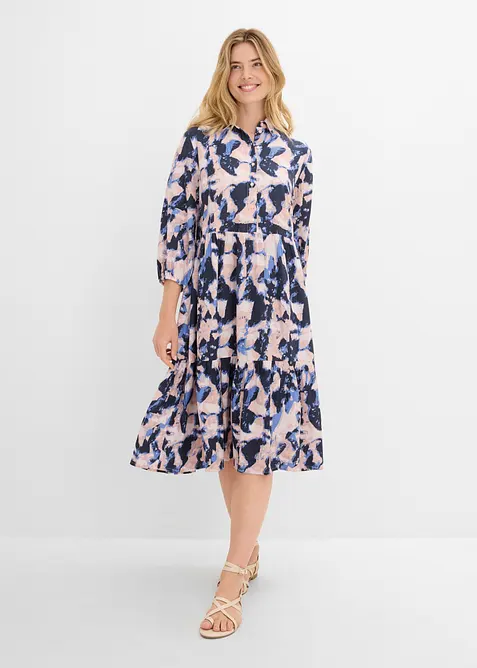 Tunika-Kleid aus fließender Viskose in blau von vorne (Totalaufnahme) - bonprix