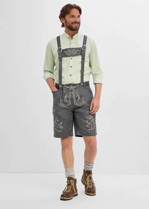 Regular Fit Trachtenhose aus Lederimitat, Straight in grau von vorne - bonprix