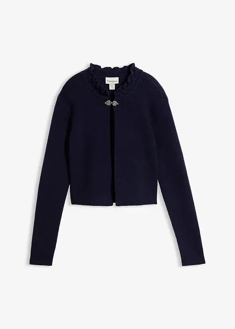 Trachten-Strickjacke in blau von vorne - bonprix