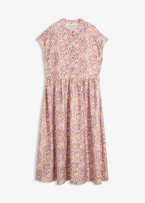 Midikleid aus Viskose-Mix in weiß von vorne - bonprix