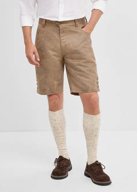 Trachtenhose aus Lederimitat in Regular Fit in braun von vorne - bonprix
