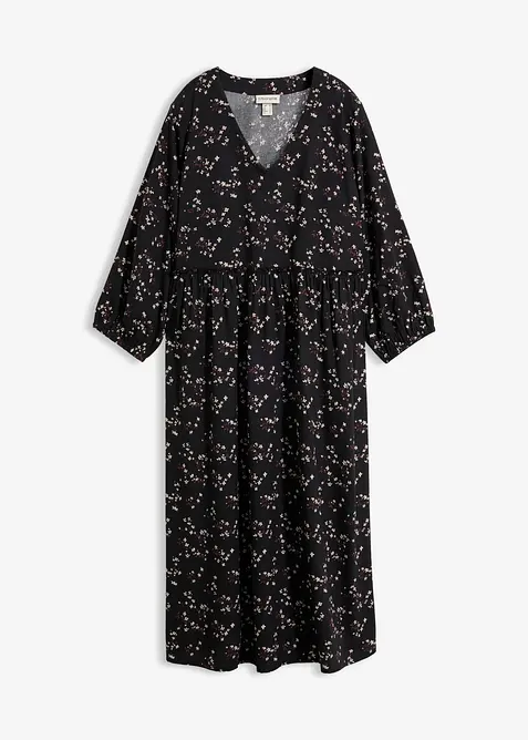 Lockeres Tunika-Kleid aus softer Viskose in schwarz von vorne - bonprix