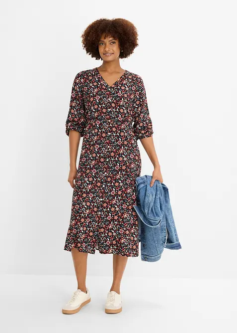 Midikleid aus fließender Viskose in lila im Look von vorne (Totalaufnahme) - bonprix
