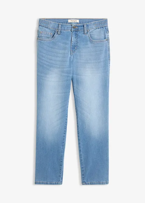 Straight-Jeans Mid Waist cropped in blau von vorne - bonprix