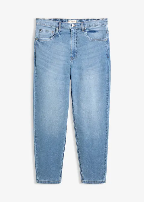 Mom-Jeans High Waist cropped in blau von vorne - bonprix