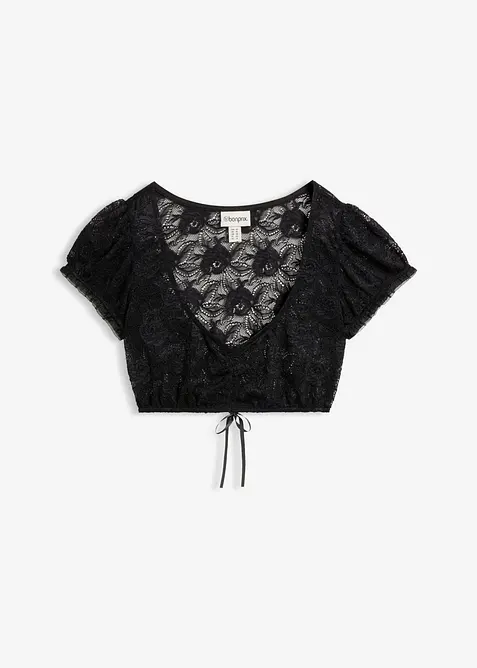 Dirndlbluse in schwarz von vorne - bonprix