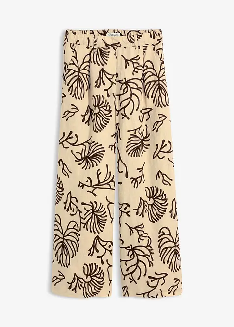Marlenehose aus reinem Leinen in beige von vorne - bonprix