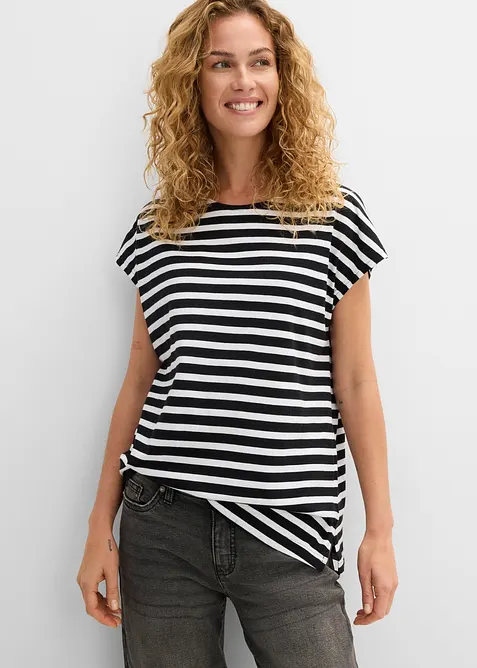 T-Shirt aus reiner Bio-Baumwolle in schwarz von vorne (im Anschnitt) - bonprix