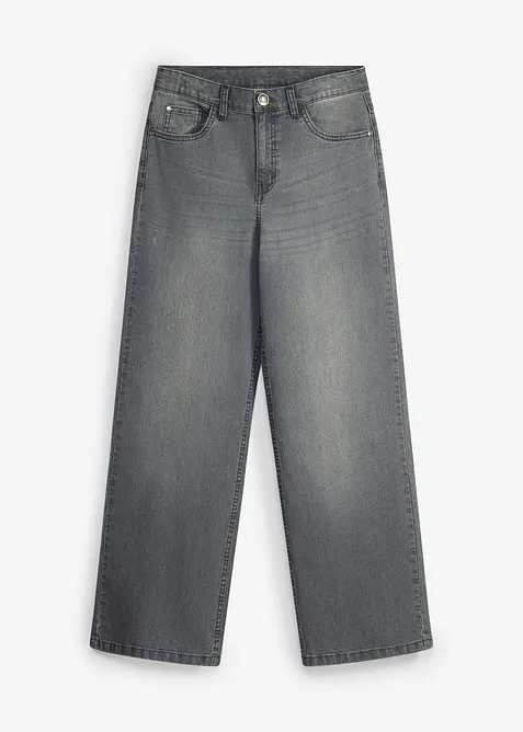 Loose-Fit Jeans mit verstellbarem Bund, Straight in grau von vorne - bonprix
