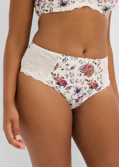 Maxislip mit floralem Druck (2er Pack) in weiß von vorne - bonprix