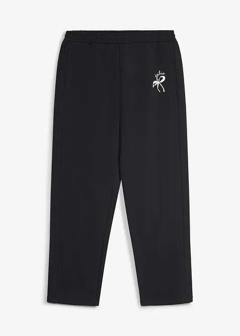 Sweathose Wide-Leg aus reiner Bio-Baumwolle in schwarz von vorne - bonprix
