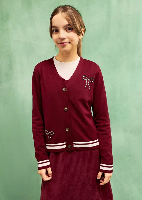 Feinstrickcardigan aus softem Viskose-Mix in rot von vorne (im Anschnitt) - bonprix