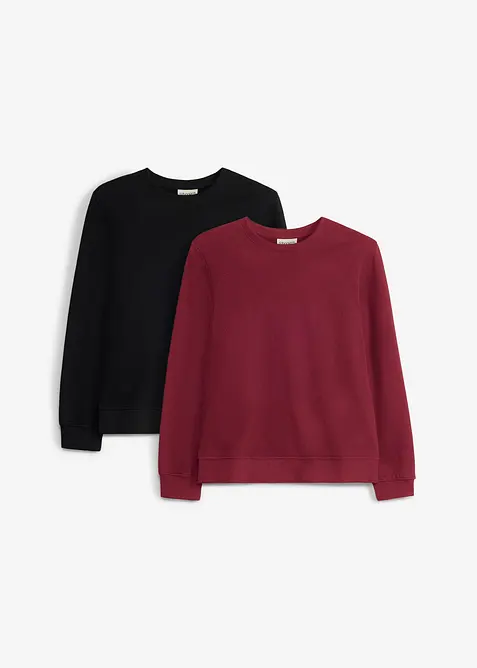 Sweatshirt aus weicher Bio Baumwolle (2er Pack) in schwarz von vorne - bonprix