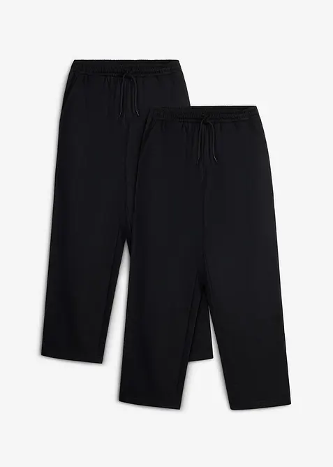 Jogginghose aus weicher Bio Baumwolle (2er Pack), Loose Fit in schwarz von vorne - bonprix