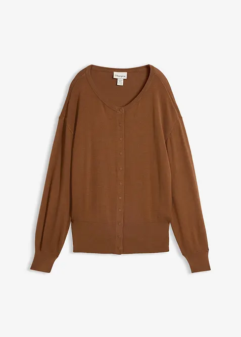 Feinstrickjacke aus softem Viskose-Mix in braun von vorne - bonprix