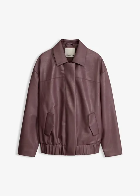 Lederimitat-Jacke in lila von vorne - bonprix