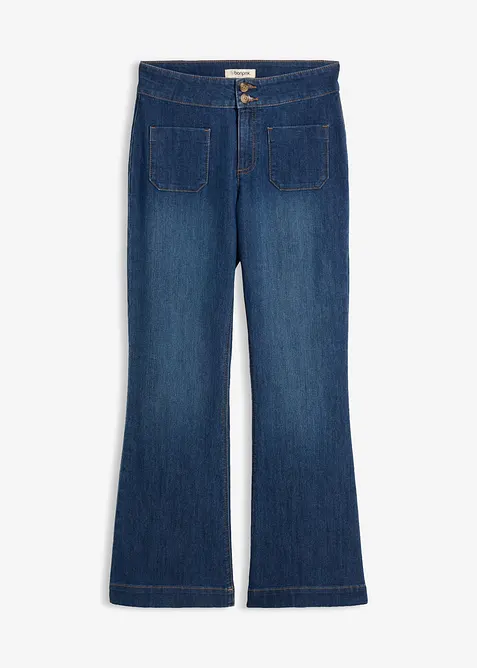 Flared-Jeans Mid Waist in blau von vorne - bonprix